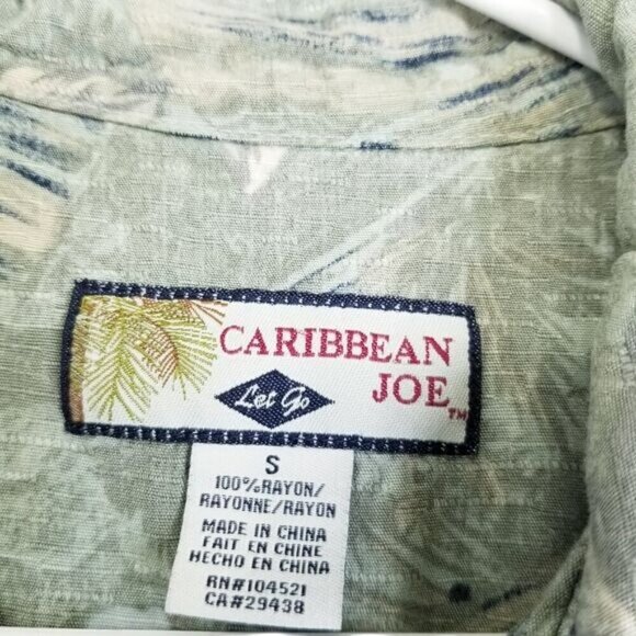Caribbean Joe Mens Green Hibiscus Floral Short Sleeve‎ Button-Down Shirt S - Picture 3 of 7